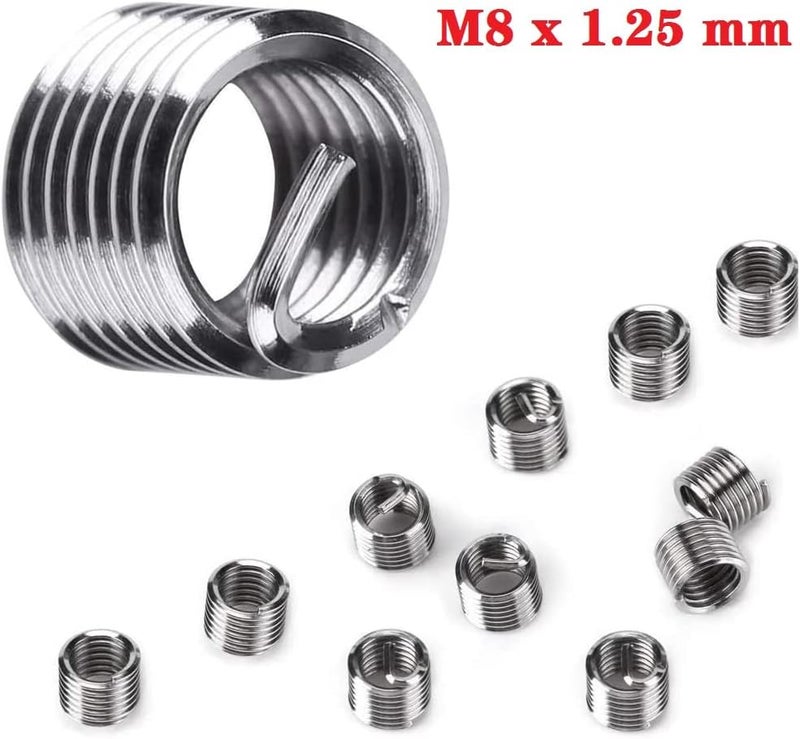 fixinus Store 30 Piece M8 x 1.25mm Thread Repair Insert Kit, Stainless Steel Thread Repair Kit Helicoil Coil Compatible Hand Tool Set for Auto Repair - Image 5